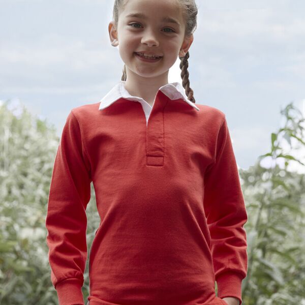 Kids long sleeve plain rugby shirt Thumbnail